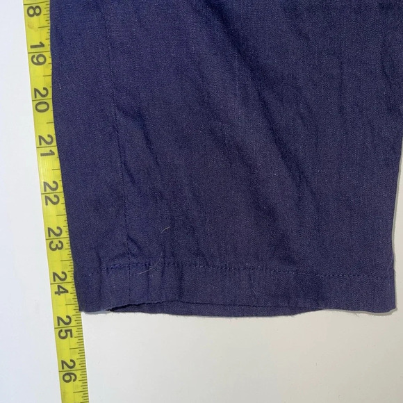 Leith Navy Blue Linen Blend High Rise Relaxed Fit Cropped Pants Large Women’s - Picture 11 of 14